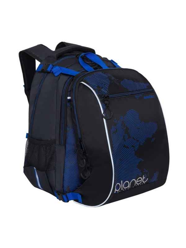Рюкзак школьный с мешком Grizzly RB-056-1 Чёрный/Синий
