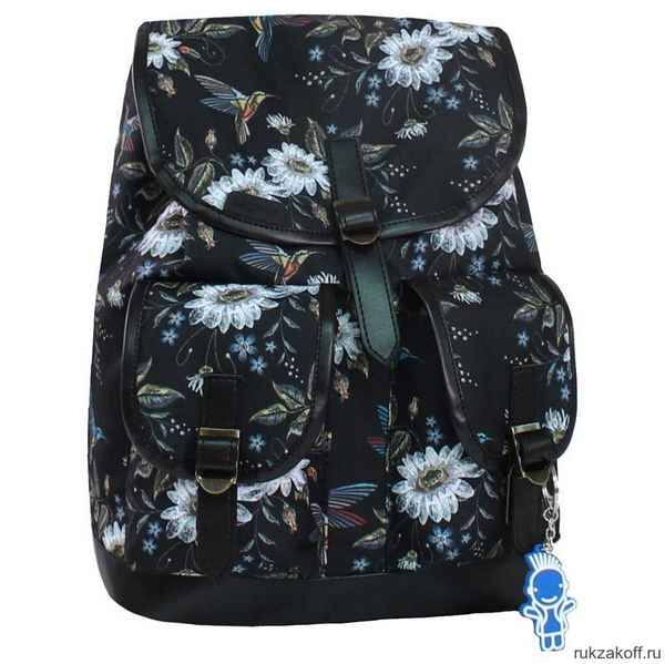 Рюкзак Bagland Amy 16 л Черный с цветами