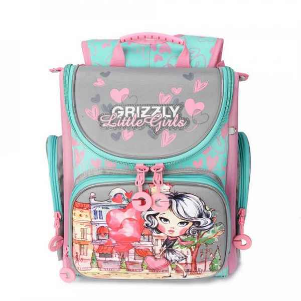 Рюкзак школьный Grizzly RA-971-3 Серый/Розовый