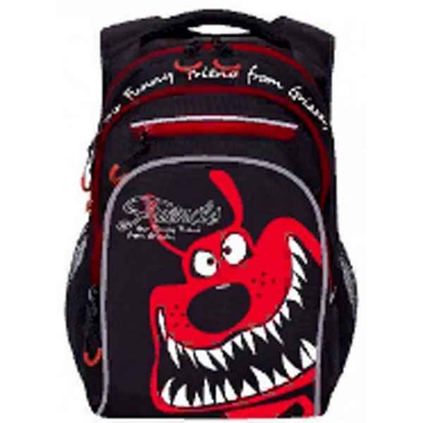Рюкзак школьный Grizzly RB-050-4 Чёрный/Красный
