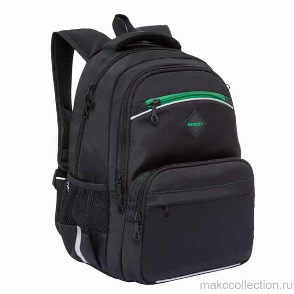 Рюкзак школьный Grizzly RB-962-2 Чёрный/Зелёный