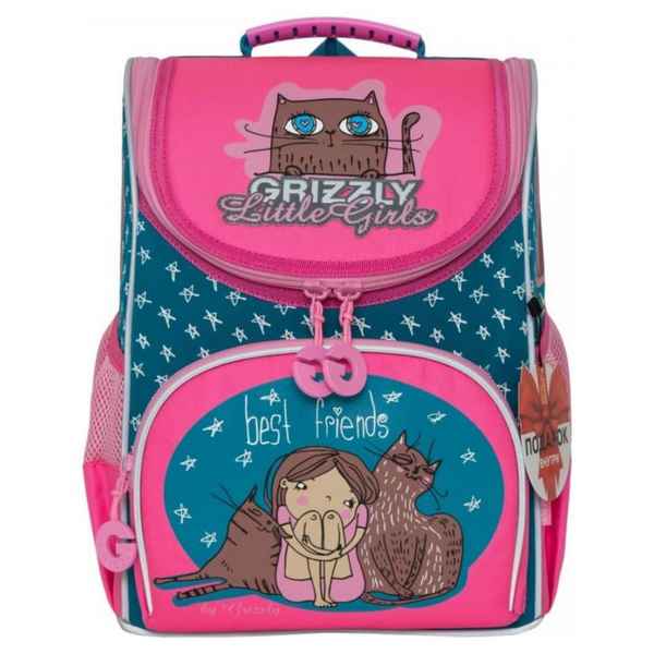 Рюкзак школьный с мешком Grizzly RA-973-4 Изумрудный/Жимолость