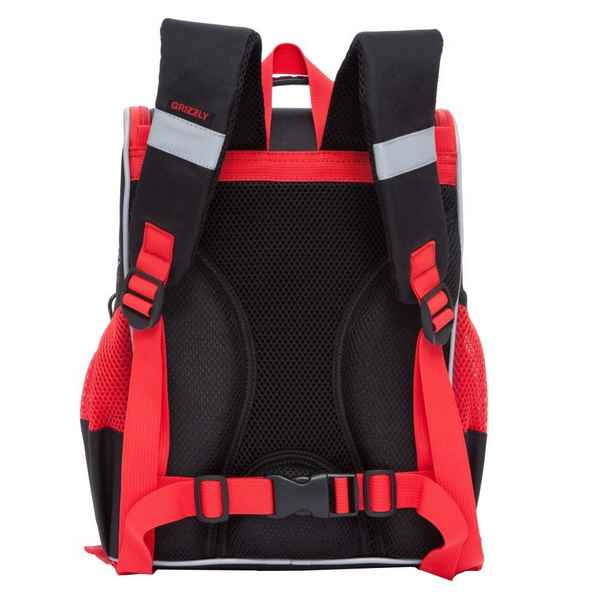 Рюкзак школьный с мешком Grizzly RAm-085-6 Чёрный/Красный