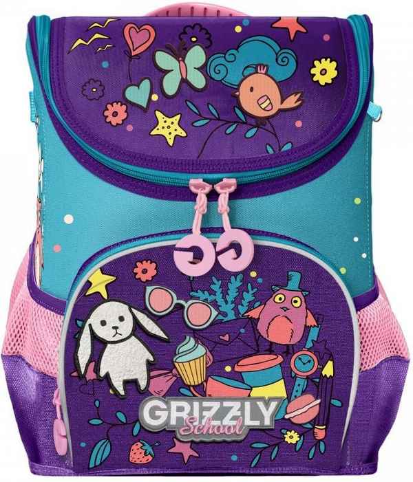 Рюкзак школьный Grizzly RAn-082-6 Фиолетовый/Гoлyбой