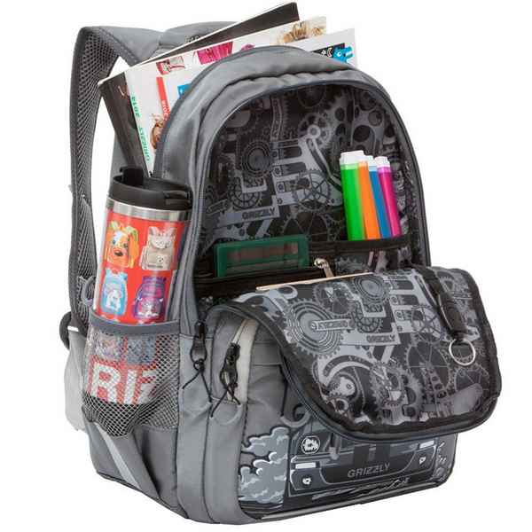 Рюкзак школьный Grizzly RB-054-1 Серый (не отображается на сайте)
