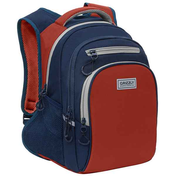 Рюкзак школьный Grizzly RB-150-4 синий - терpaкотовый