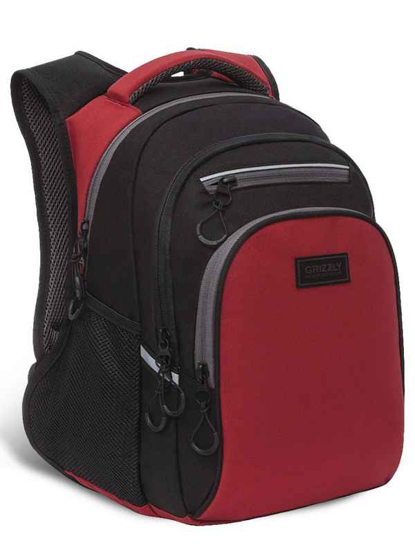 Рюкзак школьный Grizzly RB-150-4 черный - красный