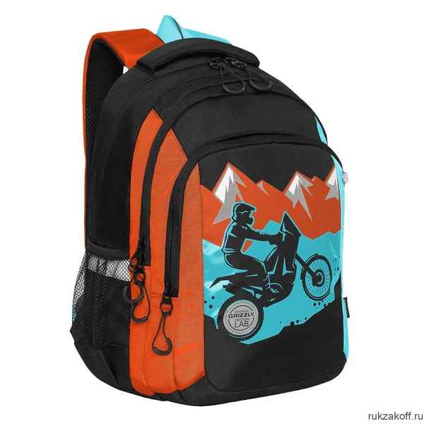 Рюкзак школьный GRIZZLY RB-252-1 оранжевый - гoлyбой