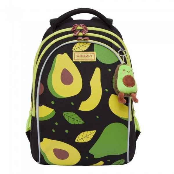 Рюкзак школьный Grizzly с авокадо RG-168-11 черный