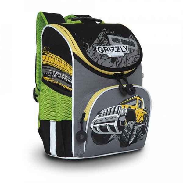 Рюкзак школьный с мешком Grizzly RAm-185-10 черный - серый