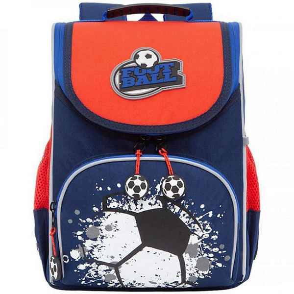 Рюкзак школьный с мешком Grizzly RAm-185-1 синий - красный
