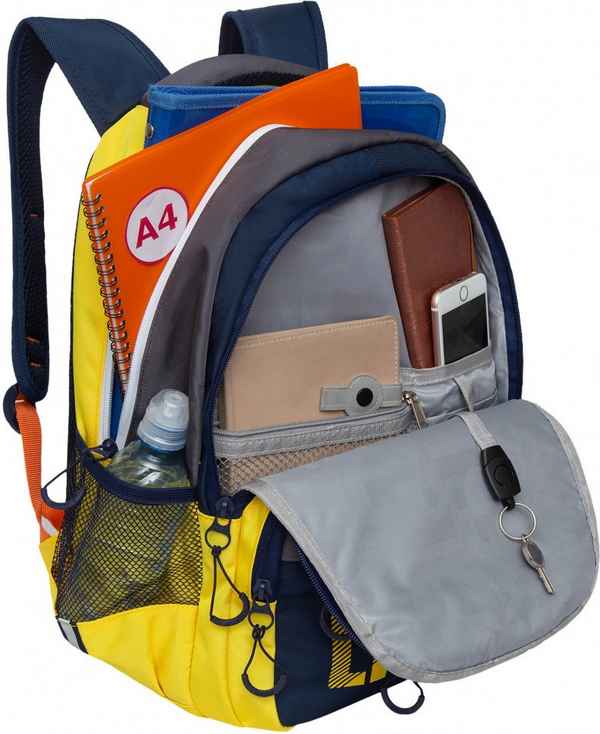Рюкзак школьный GRIZZLY RB-254-2 синий - желтый