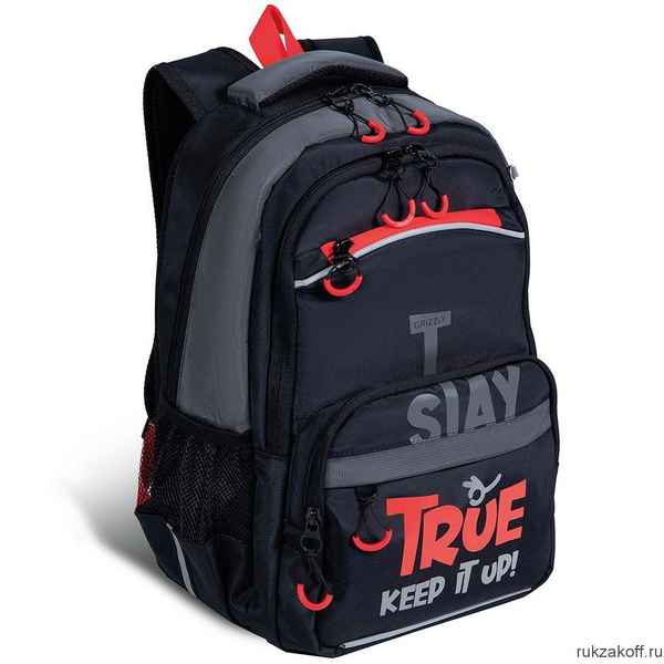 Рюкзак школьный GRIZZLY RB-254-5 черный - красный