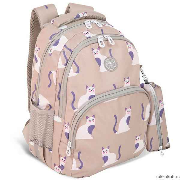 Рюкзак школьный GRIZZLY RG-260-7 кошки на сером