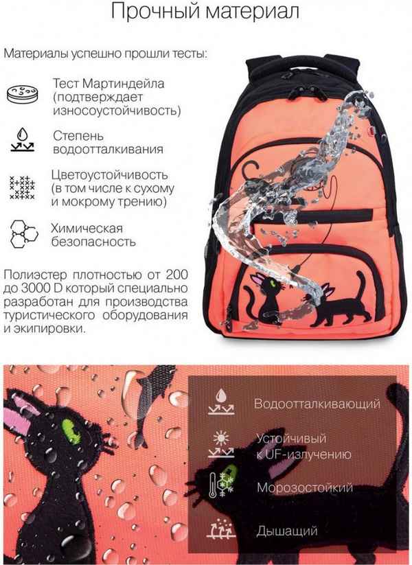 Рюкзак школьный GRIZZLY RG-262-2 черный - оранжевый