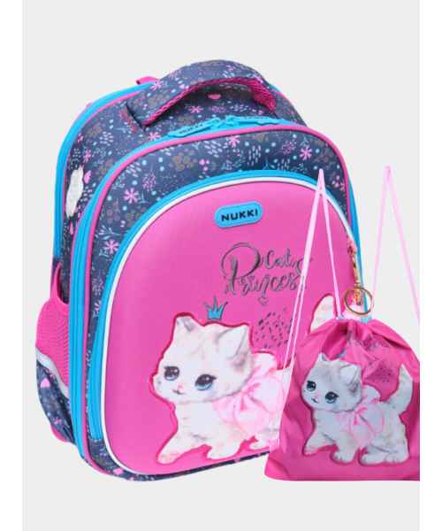 Школьный ранец NUKKI NK22-9001-6 розовый кошка с бантиком